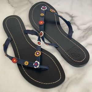Tory Birch navy blue thong sandals size 8m